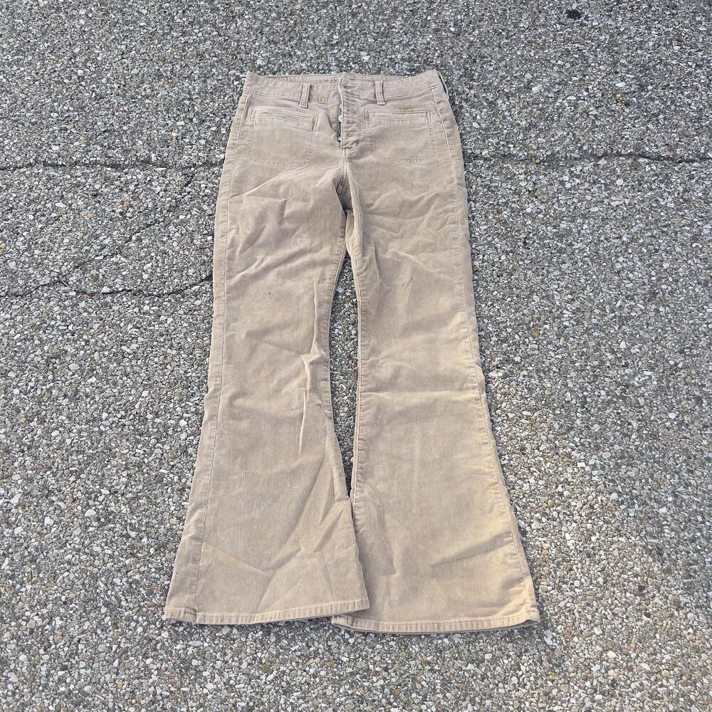 American Eagle Outfitters Pants Womens 4 Beige Corduroy Flare Leg Stretch Casual